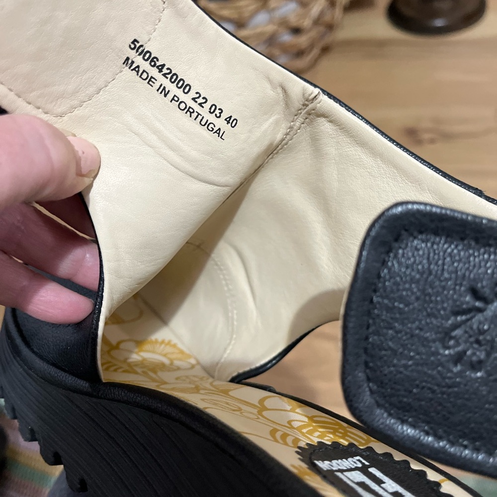 Fly London Black Leather Open Toe Ankle Boots size 9 - Picture 5 of 8